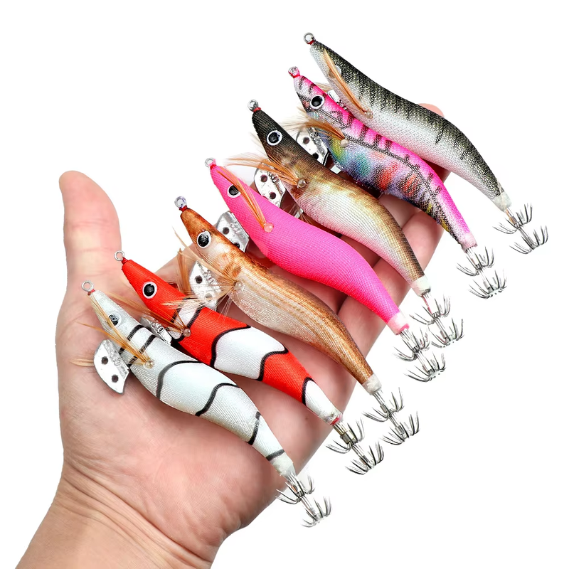 Luminous Squid Jig Bionic Shrimp Lure With Umbrella Hook For Sea Fishing