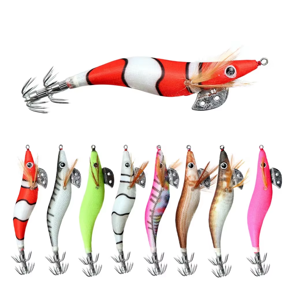 Luminous Squid Jig Bionic Shrimp Lure With Umbrella Hook For Sea Fishing